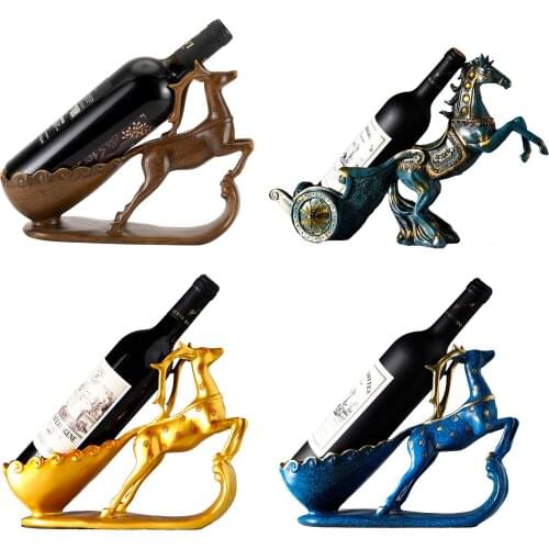 Resin Horse Deer Wine Rack Storage Ornaments Figurines Creative Animal Modern Stand For Wine Bottle Holder Home Decoration