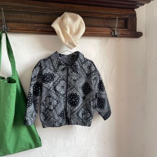 2-9T Toddler Kid Baby Boys Clothes Autumn Winter Vintage Floral Print Jacket Fall War Coat Cardigan Zipper Top Gentleman Outfit