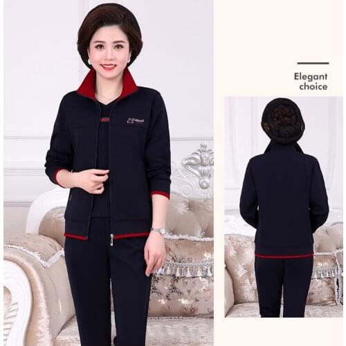 Cotton Women 3 Piece Set Autumn Winter Clothes 2021 Jacket Short Sleeve T-shirt Pants Jogging Suit Womens Sets Couple models