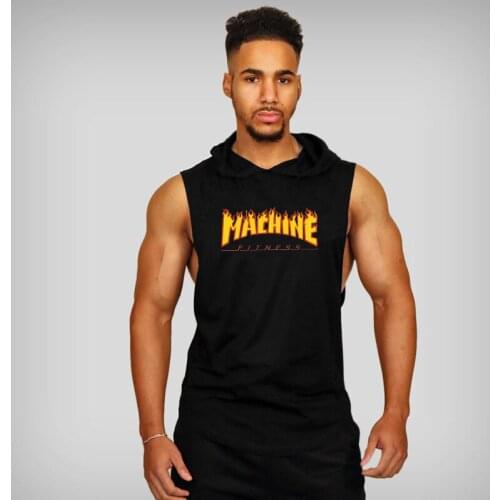 Bodybuilding Vest Cotton Tank Top Men Muscle Hooded Sleeveless Shirt Casual Gyms Clothing Brand Singlet Fitness Sportswear Tops