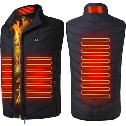 New Men Outdoor USB Infrared 4 places Heating Vest Jacket Winter Flexible Electric Thermal Clothing Waistcoat Fishing Hiking 8