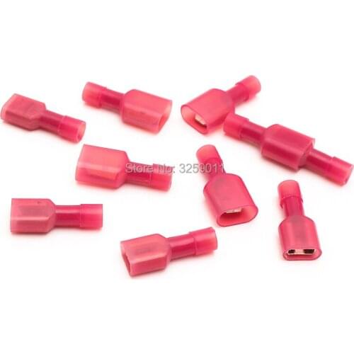 100PCS Electrical Connector Nylon Fully Insulated Male Female Butt Terminal Crimp Red FDFN / MDFN 1.25-250 Red