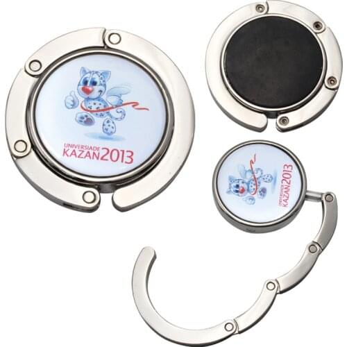 100x Customized Logo Corporate Gifts Women Handbag Hanger Purse Hook Portable Handbag Folding Hanger Bag Holder Promotional Item