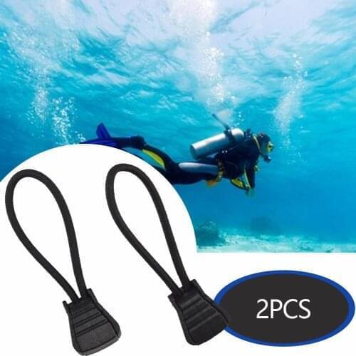 2 Pcs Rubber Scuba Diving Hose Retainer Rope Clip Holder Elastic Bungee Rope & Tap Buckle Hook Outdoor Equipment