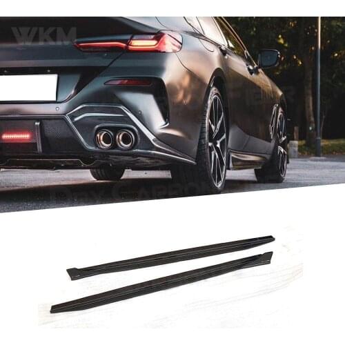 2PCS For BMW 8 Series G14 G15 G16 840i 2019 2020 Dry Carbon Fiber Side Skirts Door Bumper Lip Aprons Car Styling