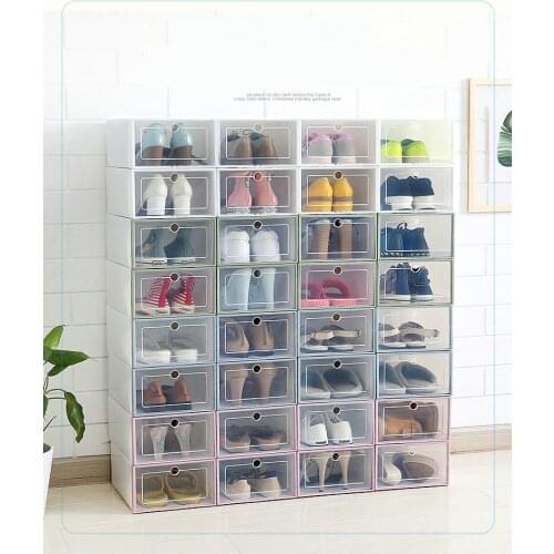 3PCS/LOT Transparent Plastic Shoe Box Multifunction Plastic Storage Box For Home Organizer