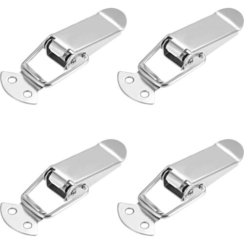 Uxcell 304 Stainless Steel Spring Loaded Toggle Case Box Chest Trunk Latch Catches Clamp Hasps 4 pcs, 90mm Overall Length