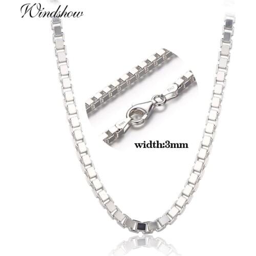 35-80cm 2.8mm Real Solid Pure 925 Sterling Silver Box Chain Necklace Women Mens Jewelry Heavy Kolye Collier Collares Hiphop