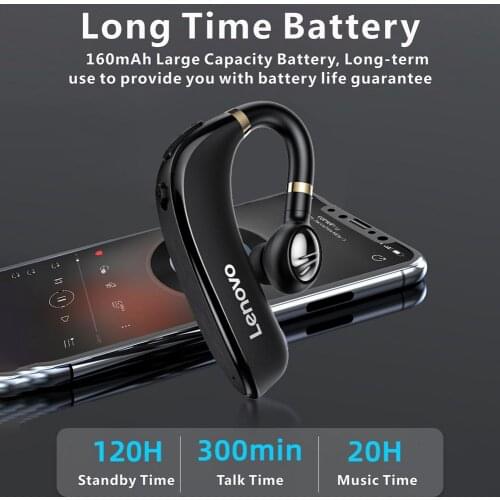 Lenovo HX106 Bluetooth-compatible Earphone Ear Hook Business Earbud With Microphone 40 Hours For Driving Meeting Noise Reduction