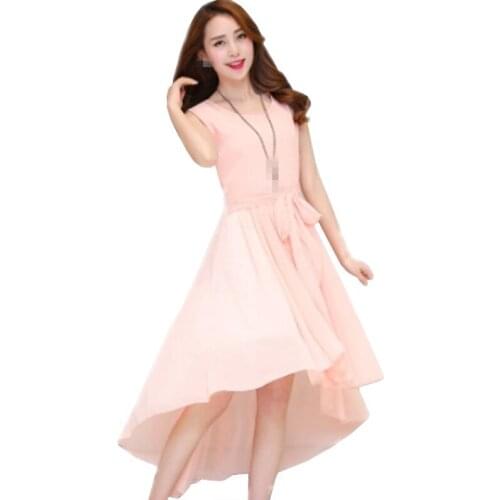 C1527 summer 2020 new women fashion irregular front short back long swing-tailed beach dress cheap wholesale