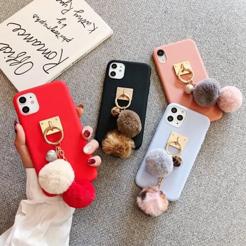 Case for Xiaomi Mi CC9 A1 A2 8 Lite 9 SE Mix 2 2S Max 3 Mi Play Pocophone Poco F1Cute 3D fox fur ball keychain soft case cover