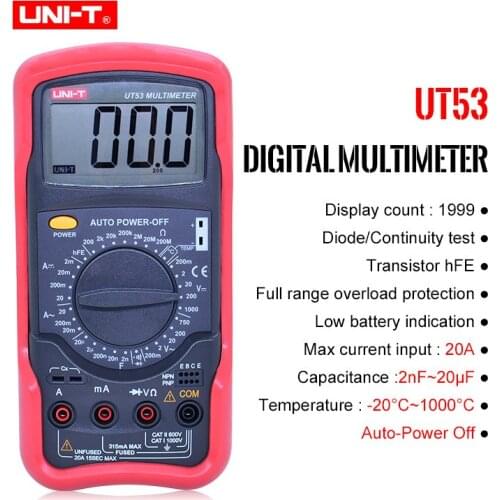 UNI-T UT53 digital multimeter resistance measurement diode/transistor test digital display AC/DC multimeter Ammeter