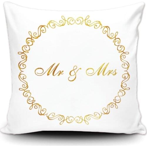 Mr & Mrs Designs Printed Throw Pillow Case Golden Wreath Decorative Cushion Cover Pillowcase Home Decor By Lvsure