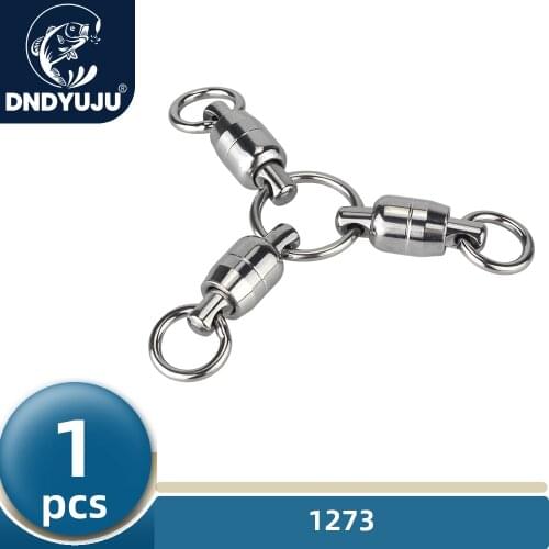 DNDYUJU 1pcs Size2#-6#Three Way Fishing Swivel Heavy Duty Ball Bearing Connector Rolling Stainless Steel Solid Ring Hook