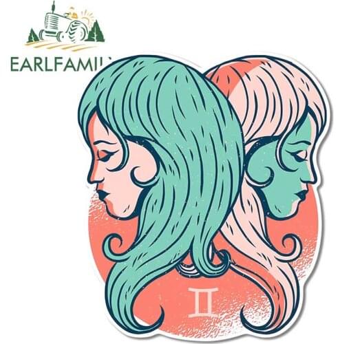 EARLFAMILY 13cm x 11.2cm for Gemini Zodiac Girl Car Stickers Refrigerator Air Conditioner Decal Personality Windows Graphics