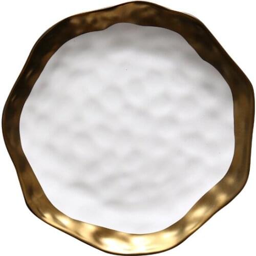 European Golden Rim Ceramic Plate Dishes Western Cuisine Plate Creative Home Breakfast Tray Dim Sum Plate Steak Plate Plate