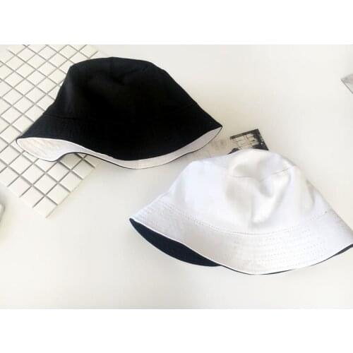 Harajuku Pure Color Double-sided Fisherman Hat Black and White Tide Wild Men and Women Basin hat Double-sided Hat Leisure Hat