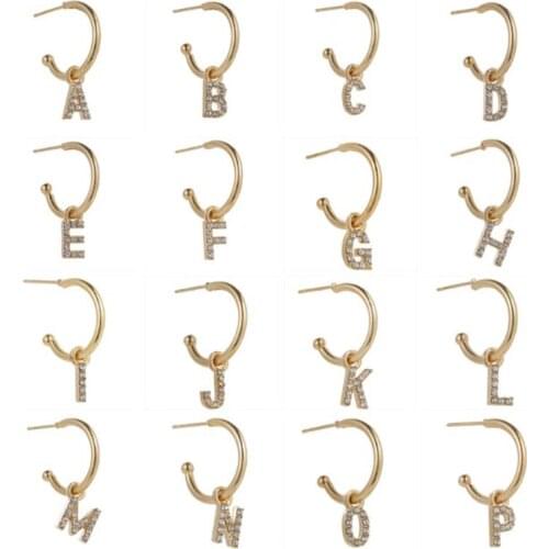 JWEIJIAO 1PC 26 Letters Name Initial Personality Earrings Fashion Women Girl Party Jewelry Alphabet Ear Pendants Gifts DE0204