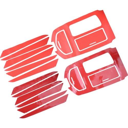 1 Set Carbon Fiber Red Style Door Panel Gear Shift Box Cover Trim Sticker PVC LHD Fit for Maserati Ghibli 2014 2015 2016 2017