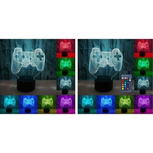 Creative 3D Illusion Gamepad Shape LED Night Light Idea Color Changing Desk Night Lamp for Kids Child Bedroom Decor Game