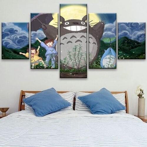 5 panel Modular Pictures Miyazaki Hayao Tonari no Totoro Canvas painting movie poster and Prints Canvas Painting