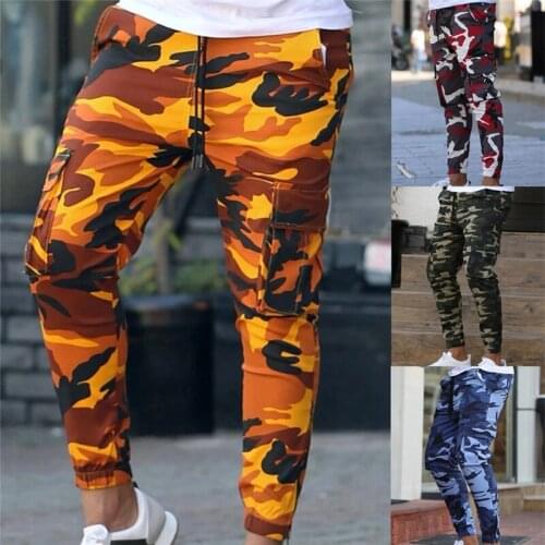 Mens Cargo Pocket Outdoor Camouflage Gym Sport Pants Running Joggers Trousers