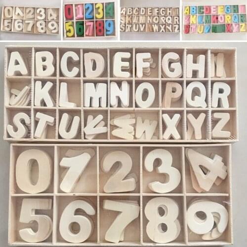 Wooden English Letter Set Word Scrapbooking Number Alphabet Letter Wood Block Kid Learning Aid