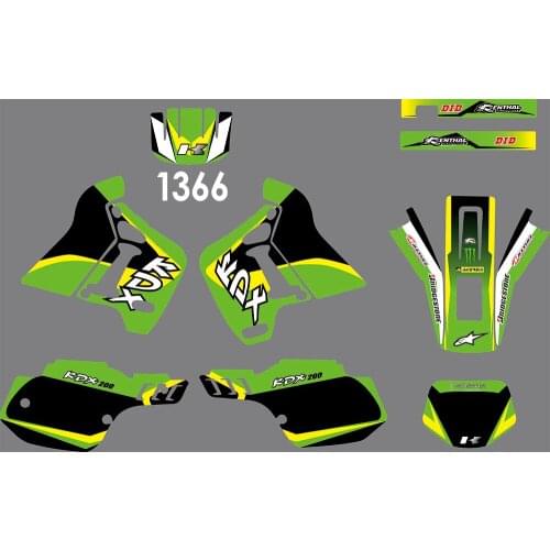 1366 Motorcycle Team Graphic & Backgrounds Decal Sticker Kits for Kawasaki KDX200 1991 1992 1993 1994