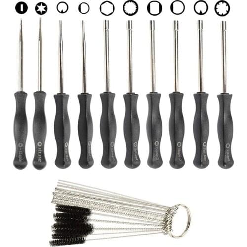 HHO-10 Pcs Tune up Carburetor Adjusting Screwdriver Tool Kit with Carb Cleaning Needles Brushes for Walbro Zama Ryobi Stihl Ec
