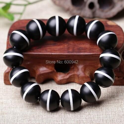 Nature Tibetan Dzi Bead Bangle thread Vein line bracelet talisman Amulet Lucky Bangle