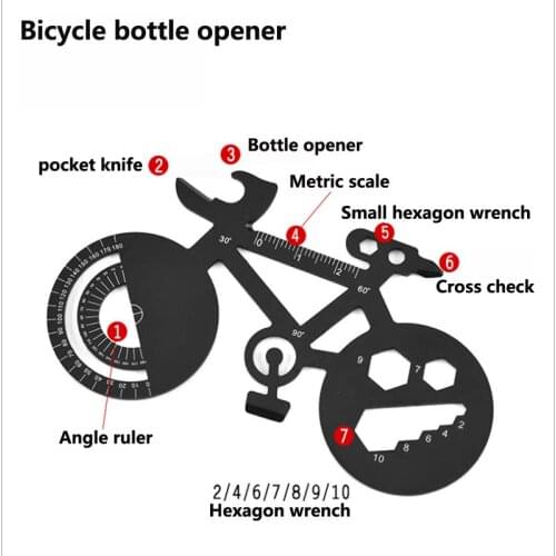 Stainless steel multifunctional bicycle card tool creative bottle opener wrench outdoor portable EDC tool card in stock