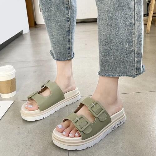 2021 summer new ladies platform sandals casual shoes chunky leather sandals outdoor beach sandals ladies flat sandals