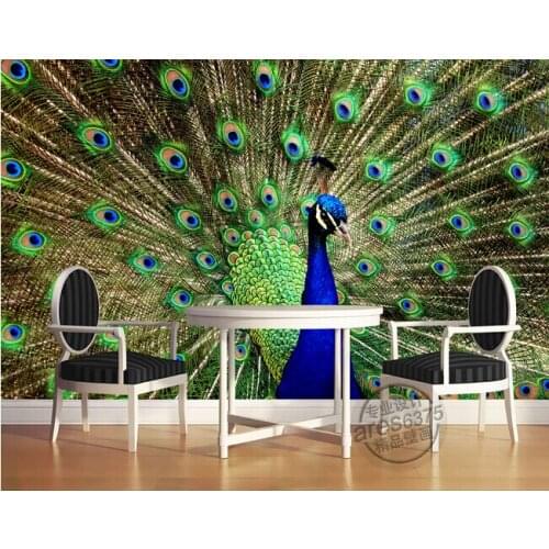 Custom 3D large murals,Colorful Peacock Feathers , living room sofa TV wall bedroom background wall paper
