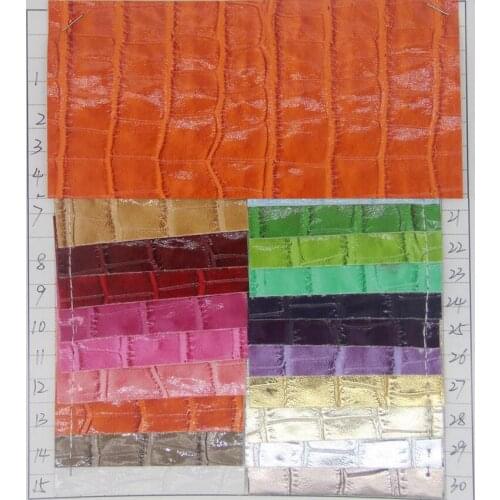Factory wholesale cheap semi PU glossy crocodile artificial leather fabric high quality synthetic leather material