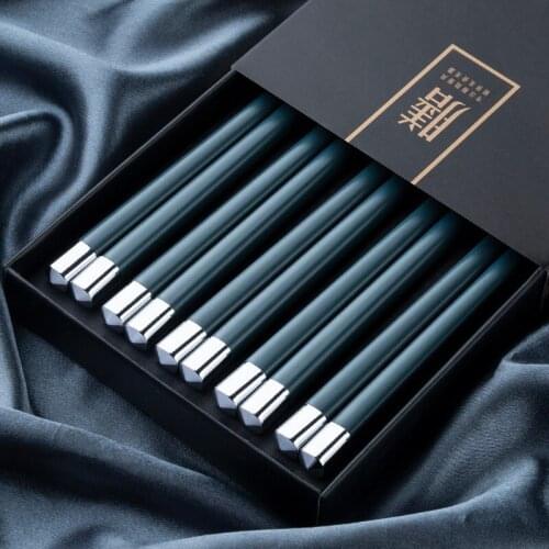 Chopsticks Household 5 Pairs of Non-slip Hotel Chopsticks Japanese Alloy Chopsticks Male Chopsticks Family Set