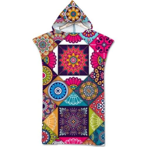 Microfiber Printed Hooded Beach Towel For Adults Quick Dry Swimming Pool Poncho Bath Towel With Cloak Bathrobe