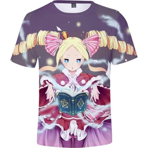 Popular Anime Re: Zero T-Shirt Kara Hajimeru Isekai Seikatsu Maid Ram Rem Short Sleeve Natsuki Subaru Emilia T-shirt Summer Tops