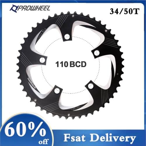 PROWHEEL Round 110BCD Chainring Road Bicycle 34T 50T Crankset Steel/Aluminum Chainwheel 8/9/10/11 Speed Tooth plate Parts