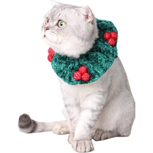 Christmas ornaments soft cloth ring decoration jizizi pet products factory holiday dress cat collar