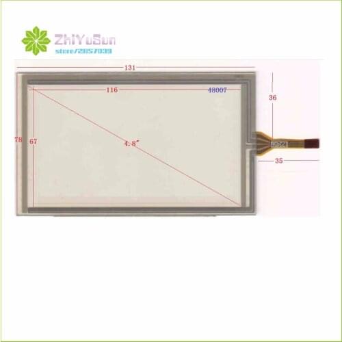 ZhiYuSun 048007 4.8inch 4 lins Touch Screen For GPS CAR 131mm*78mm sensor glass Industrial application thiss compatible 131*78