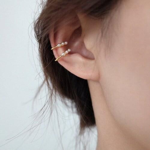 Without Piercing Ear Clip On Earrings For Women Mini Chic C-shaped Gold Clips Inlaid Zircon Pearl Beads Ladies Charm Jewellery