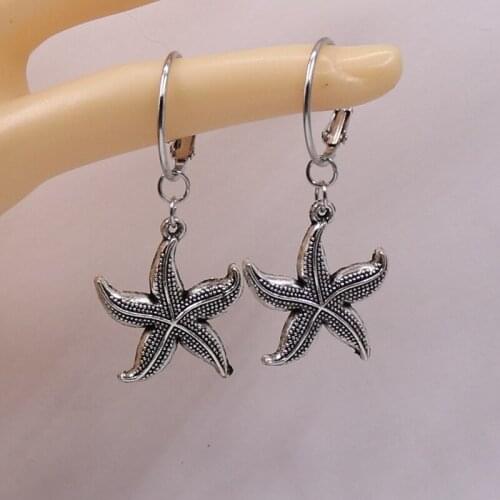 Starfish Earrings Antique Silver Fashion Handmade Hoop Earrings Party Gift women Jewelry