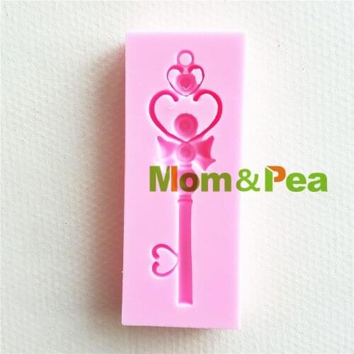 Mom&Pea MP139 Free Shipping Heart Key Silicone Mold Cake Decoration Fondant Cake 3D Mold Soap Mold Food Grade