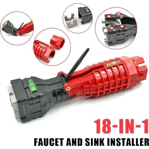 18 in 1 Foldable Faucet Sink Installation Water Pipe Wrench Double End Basin Bottom Pliers Sleeve Bathroom and Maintenance Tool