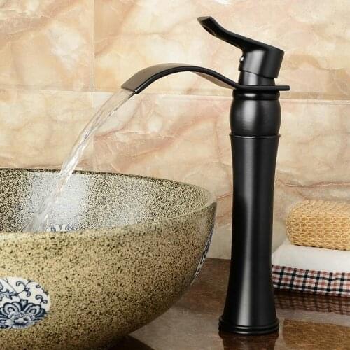 Basin Faucet Black Bathroom Sink Faucet Single Handle Hole Faucet Basin Taps Grifo Lavabo Wash Hot Cold Waterfall Faucet
