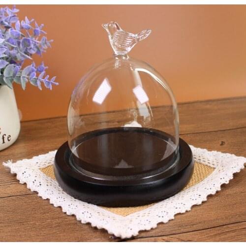 Bird Top Glass Dome Vase Home Decoration Diameter=10cm Height=16cm Glass Cover Wedding Favor Gift Decoration