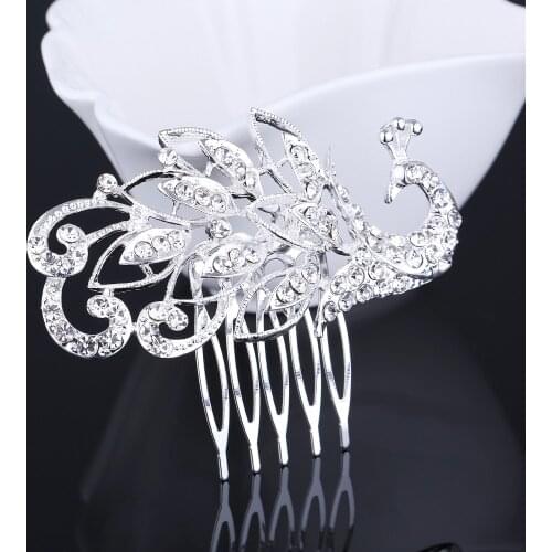 Bridal Wedding Hair Comb Tiaras Silver Plated Simulated Pearl Crystal Trendy Bridesmaid Metal Hair Headpiece Tiara for Women
