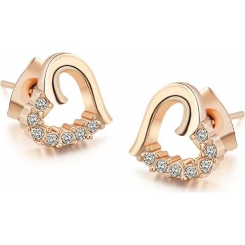 TRACYSWING Top Quality Cubic Zirconia Hollow Heart Stud Earrings For Women Wholesale New Fashion Gift TWE327