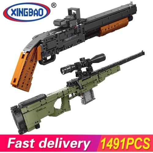 Fit Technical Series MOC Guns shotgun Can Fire Bullets Set AWM Winchester Military Model Building Blocks Toys For Boys DIY Gifts