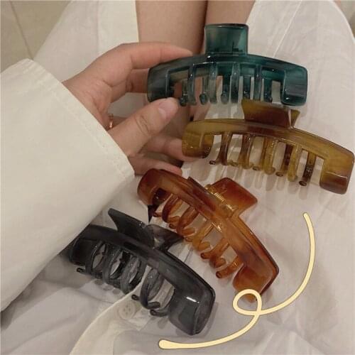 New Elegant Retro Multicolor Large Resin Large Hair Clip Bath Hair Claw for Women Girl Shark Hair Accessories Hair Style Make